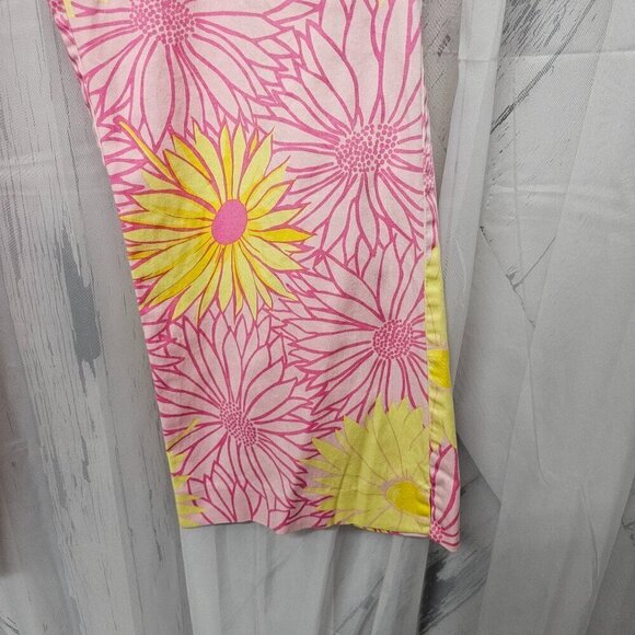Pink Yellow Floral Chinos Wide Leg Boho Hippie Granola Festival Beach 12 - Picture 5 of 10